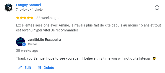 Happy customer kitesurfing after lessons with ZenithKite Essaouira